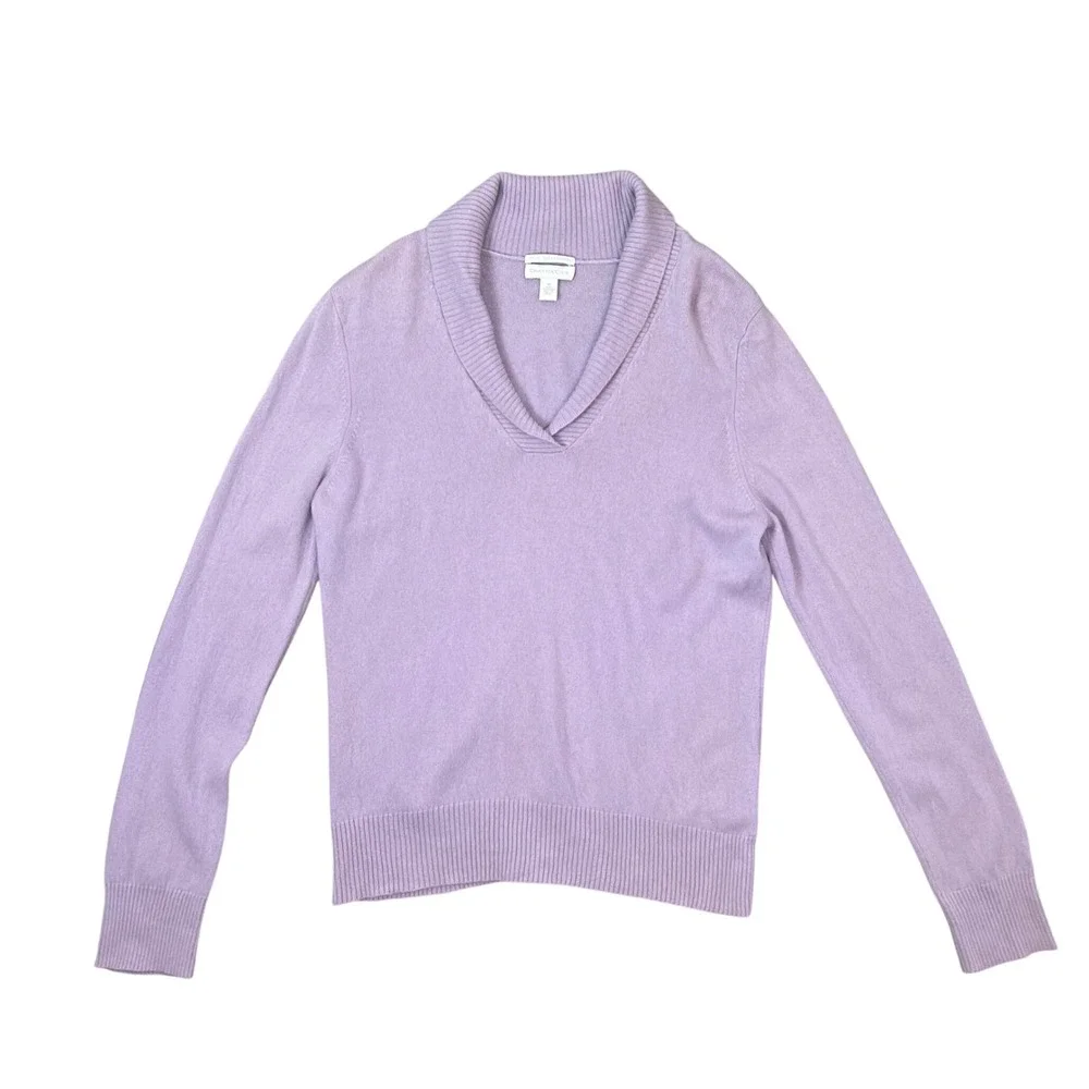 Charter Club Lavender 100% Cashmere Shawl Collar‎ V-Neck Sweater Womens Medium